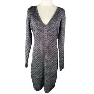 CACHE Evening Party Dress Metallic Silver Gray Dress Size L NWT